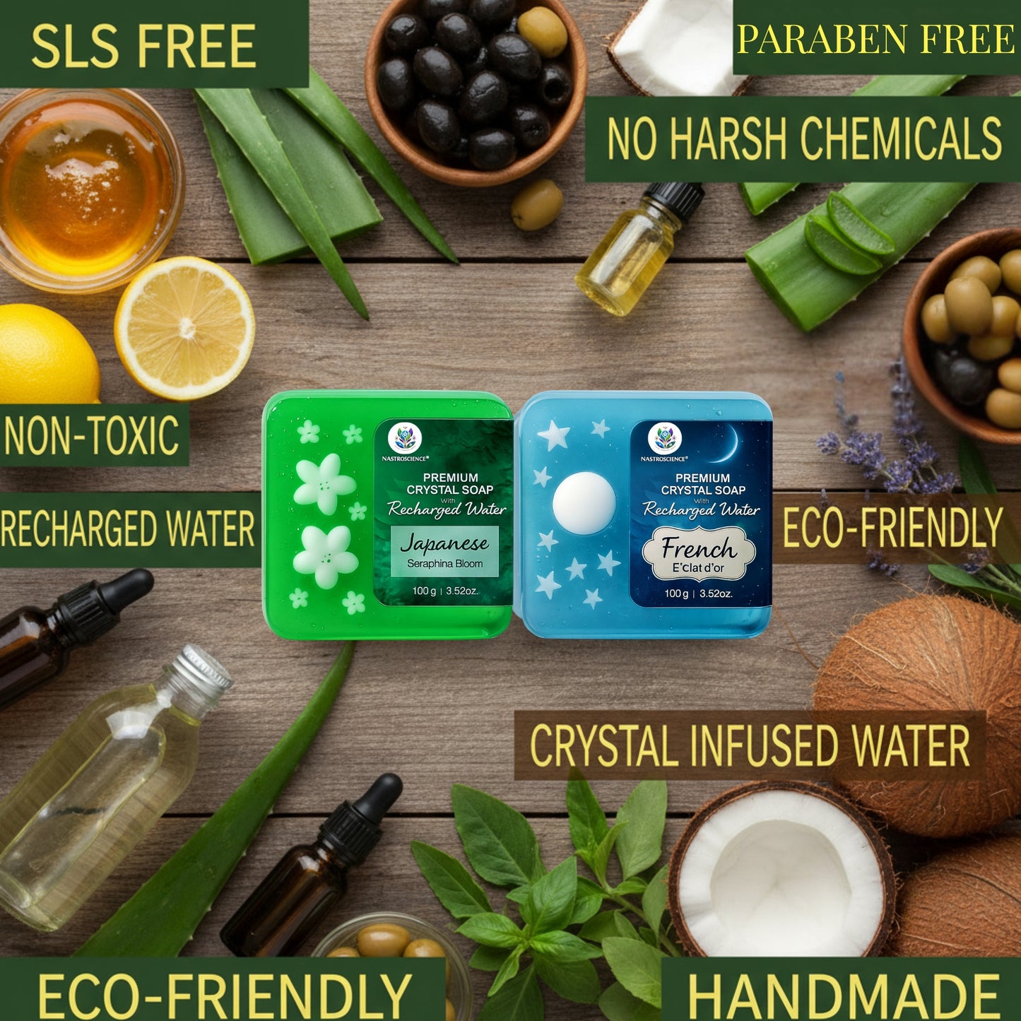 Green & Blue Premium Crystal Soap (Pack of 2)