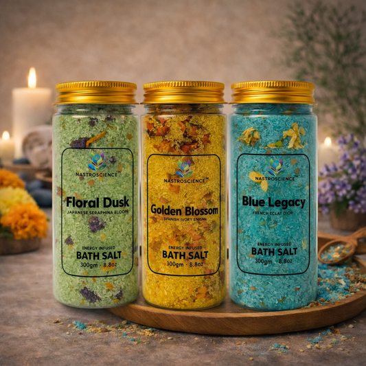 Floral Dusk,Golden Blossom & Blue Legacy Energy Infused Bath Salt