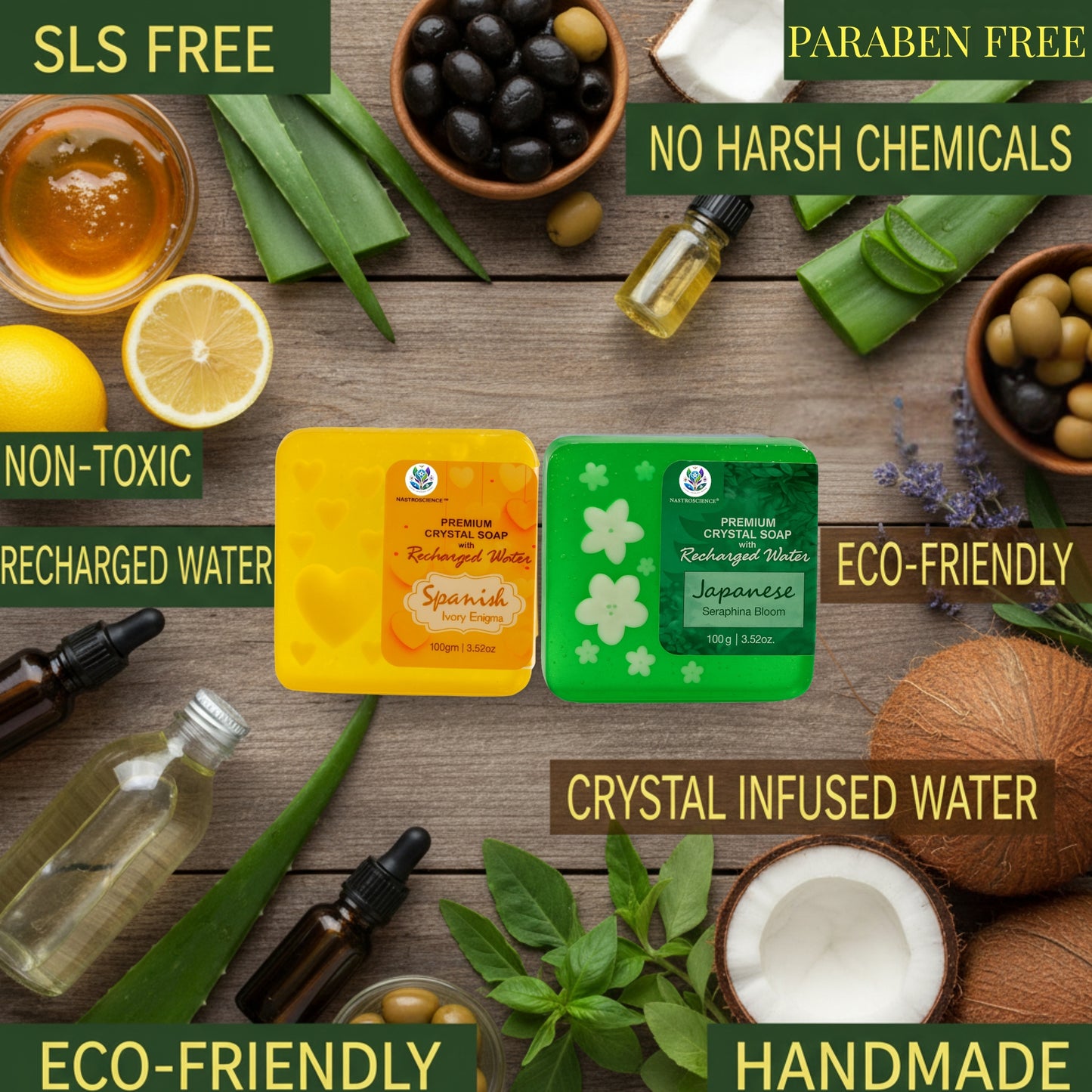Yellow & Green Premium Crystal Soap (Pack of 2)