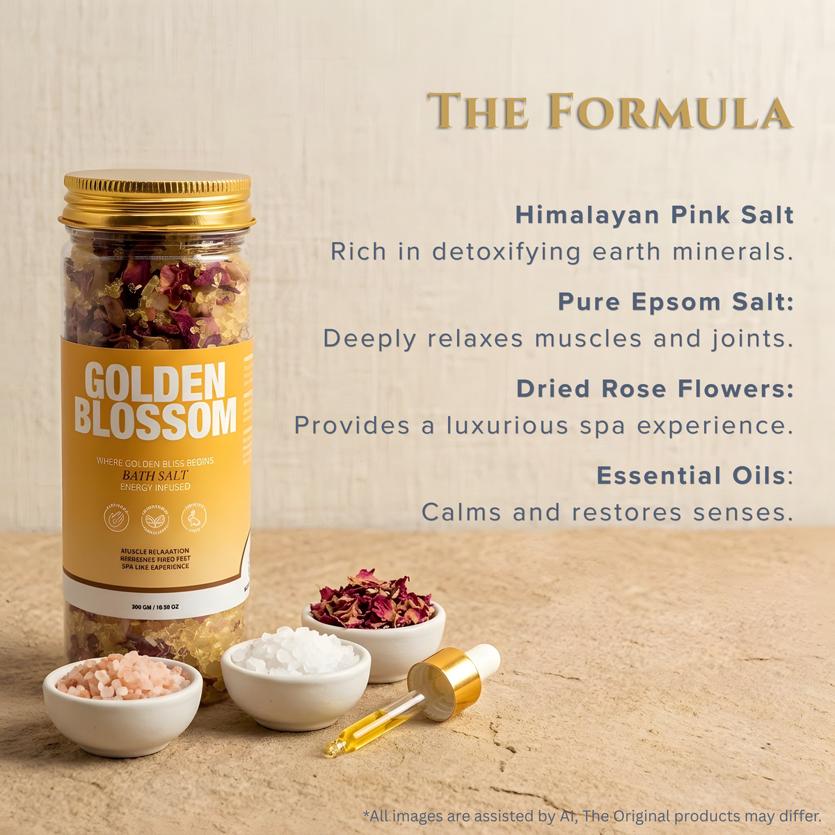 Golden Blossom Bath Salt - Nastroscience, view 3