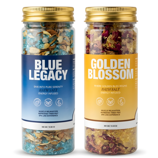 Golden Blossom & Blue Legacy Bath Salt Duo by Nastroscience