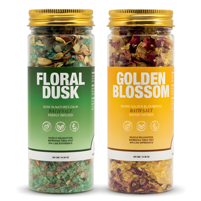 Golden Blossom & Floral Dusk Bath Salt Duo by Nastroscience