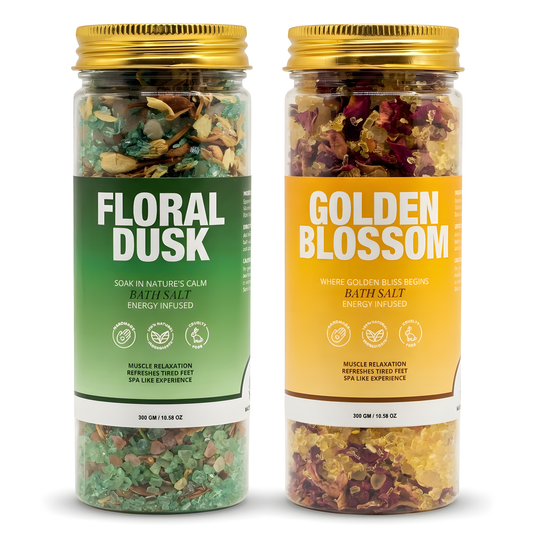Golden Blossom & Floral Dusk Bath Salt Duo by Nastroscience