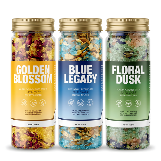 Floral Dusk,Golden Blossom & Blue Legacy Energy Infused Bath Salt