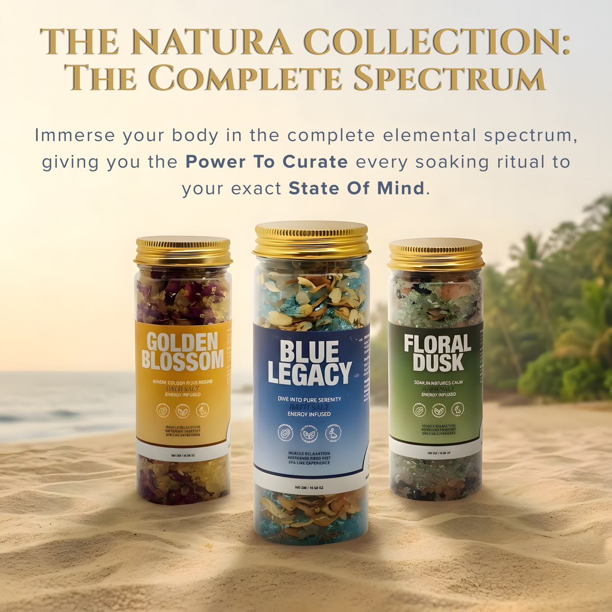 Bath Salt Trio Floral Dusk, Golden Blossom, Blue Legacy - view 2