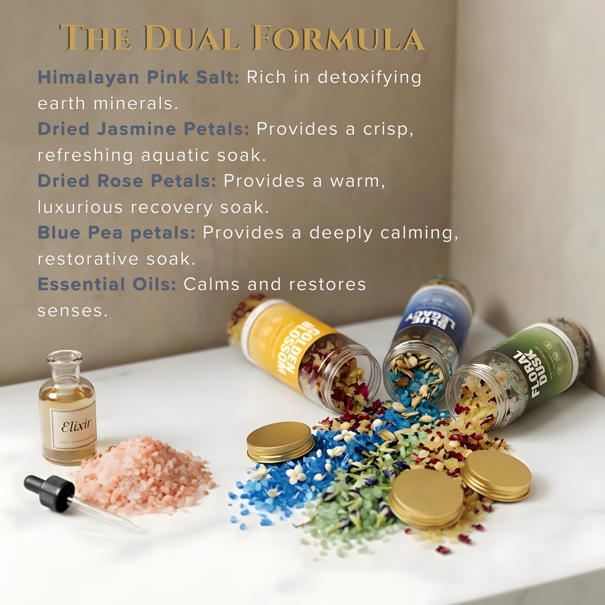 Bath Salt Trio Floral Dusk, Golden Blossom, Blue Legacy - view 3