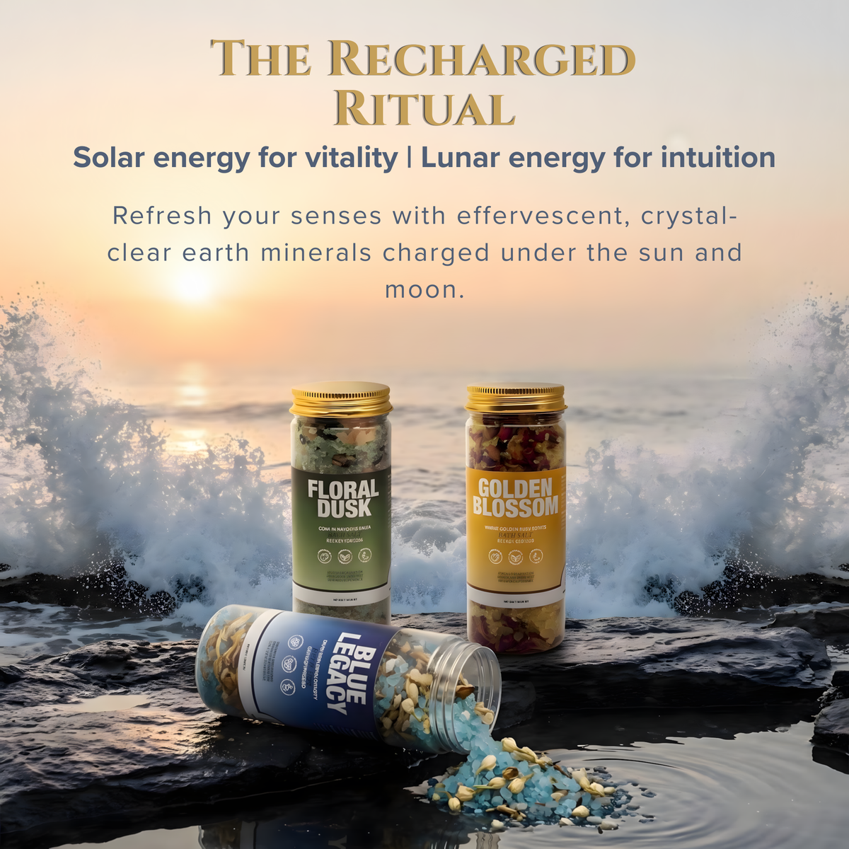 Bath Salt Trio Floral Dusk, Golden Blossom, Blue Legacy - view 4