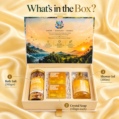NASTROSCIENCE Bath & Body Care Gift Box, 2 Crystal Soaps, Shower Gel & Bath Salt-Spanish Ivory Enigma