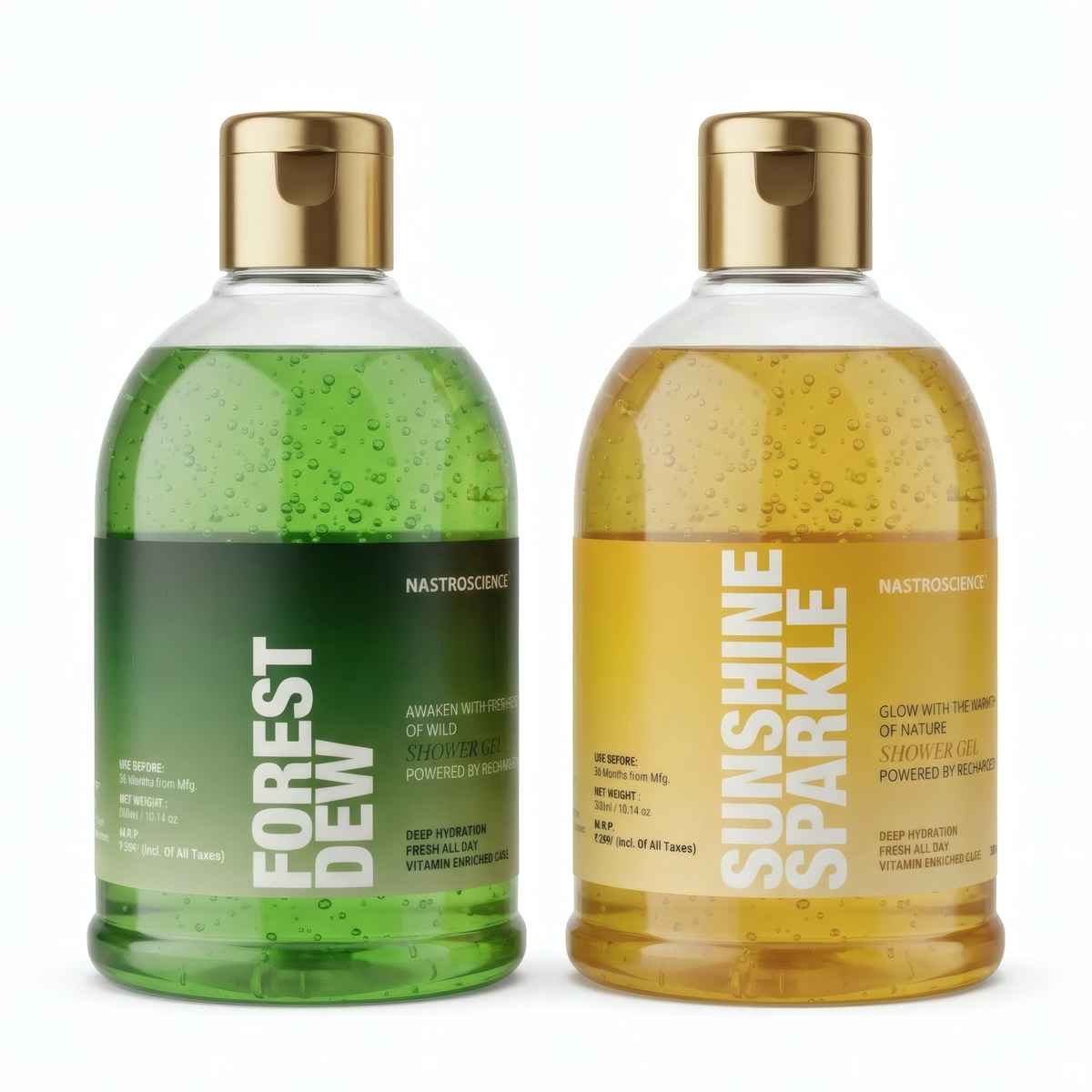 Sunshine Sparkle & Forest Dew Shower Gel Pack of 2 by Nastroscience