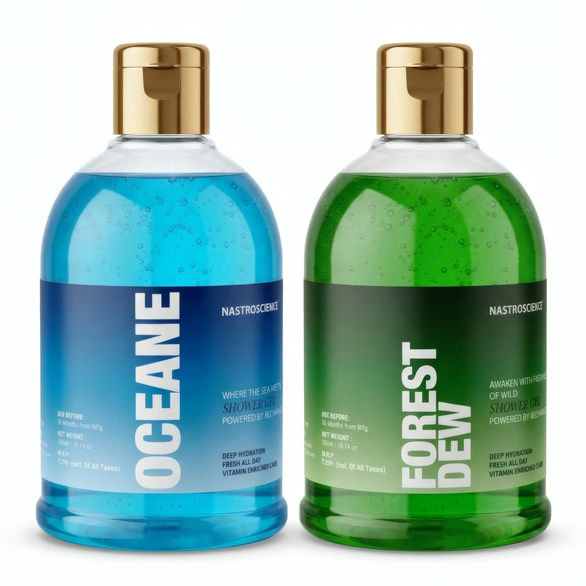 Oceane & Forest Dew Shower Gel Pack of 2 by Nastroscience